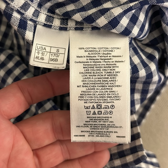 Brooks Brothers Men's Navy & White Checked Long-sleeve Buttondown Shirt - Small - Picture 5 of 5